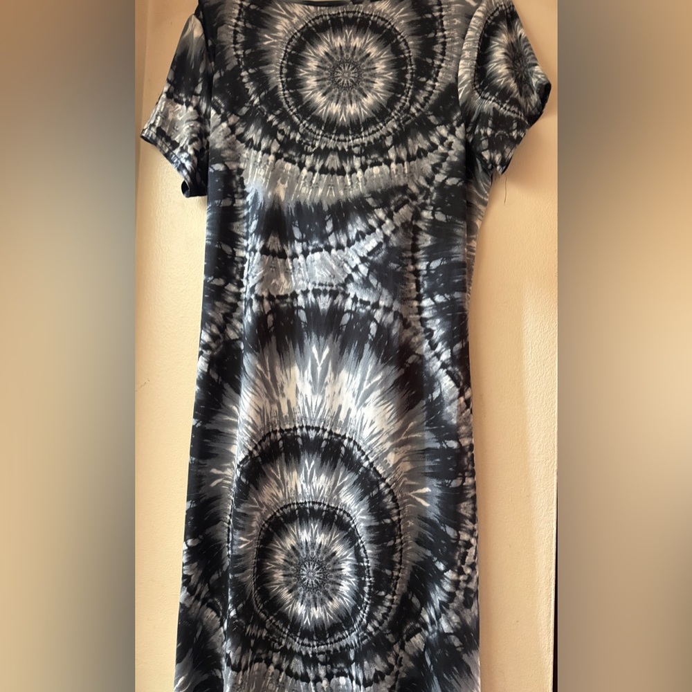 Black and Gray Tie-Dye Women's Dress